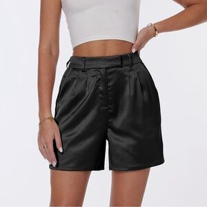 NWT Black Satin Silky Shiny Dress Shorts 2XL